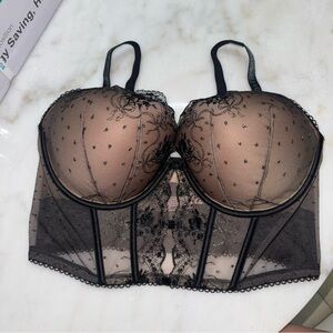 Victoria's Secret Black Longline Bra with Underwire